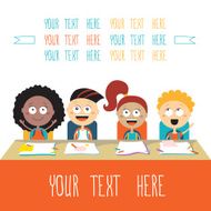 Happy kids at lesson Back to school theme