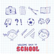 School objects sketch style