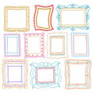 Vintage photo frames set drawing doodle style N2