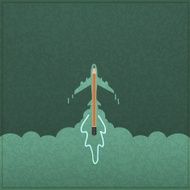 Creativity learning aircraft ship launch made with pencils
