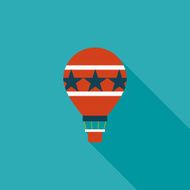 Hot Air Balloon flat icon with long shadow N7