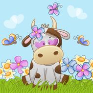 Cow with flowers