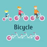 Family Riding Bicycle vector illustration