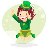 Little Girl Celebrating St Patrick&#039;s Day