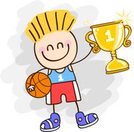 basketball player boy with cup