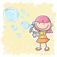 Little girl playing bubbles