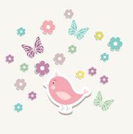 Beautiful baby vintage greeting card vector N2