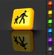 walking school and education 3D button design