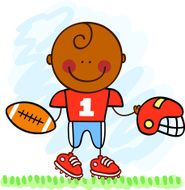 black american football player cartoon illustration