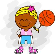 basketball player girl cartoon illustration