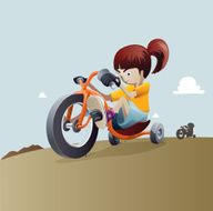 Kid and her TriBike on the race