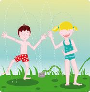 kids playing in a sprinkler N2