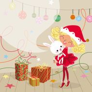 Happy Girl Elf with her Gifts