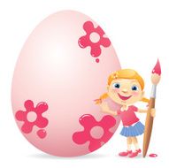 Girl painting easter egg