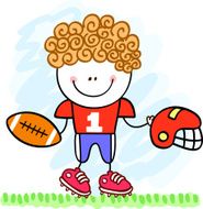 american footballer kid cartoon illustration N2