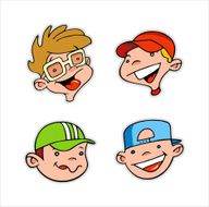 Four cartoon boys heads
