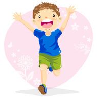 Teenage Boy Running in Spring