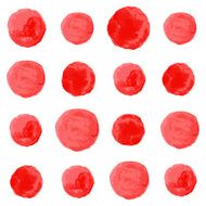 Vector red watercolor circles seamless pattern