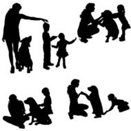 Vector silhouette of a family N16