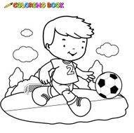 Coloring book kid playing football