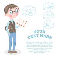 Student shows his notebook with the study