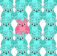 Seamless pattern of pink and blue owls