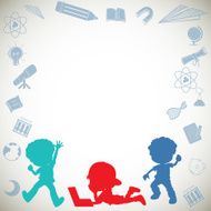Border design silhouette children