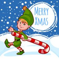 Christmas card with elf candy