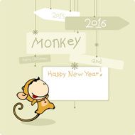 Merry Christmas and Happy New Year card with Monkey