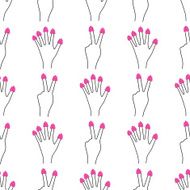 Hands with raspberries on all fingers seamless pattern
