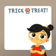 Trick or treat Halloween vector background template with vampire girl