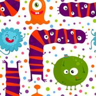 Bright monsters isolated on white seamless pattern