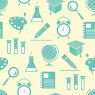 vector seamless pattern with flat school icons