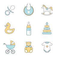 vector set of line flat baby icons N2