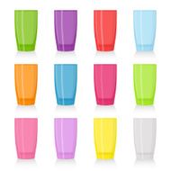 Set of colored glasses for beverages Vector illustration