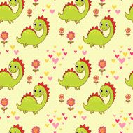 Seamless pattern with dinosaurs in cartoon vector