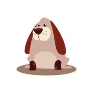 Sitting Brown Dog Vector Illustration