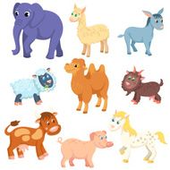 Adult domestic animals in cartoon style