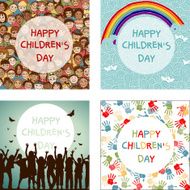 Set of four images for international Children&#039;s Day