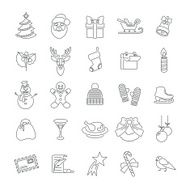 Christmas symbols flat line vector icons set N2