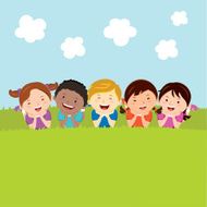 Happy kids lying on the grass N2