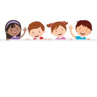 Children and banner