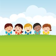 Kids lying on the grass