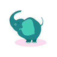 Cute Cartoon Elephant Vector Illustartion Flat