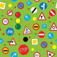 Seamless pattern with road signs - funny design
