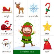 Printable flash card for Christmas set and Elf
