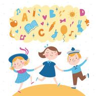 Happy children vector card