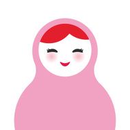 Russian dolls matryoshka on white background pink colors Vector