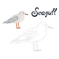 Educational game connect dots draw seagull bird