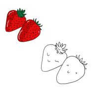 Educational game coloring book strawberry fruit